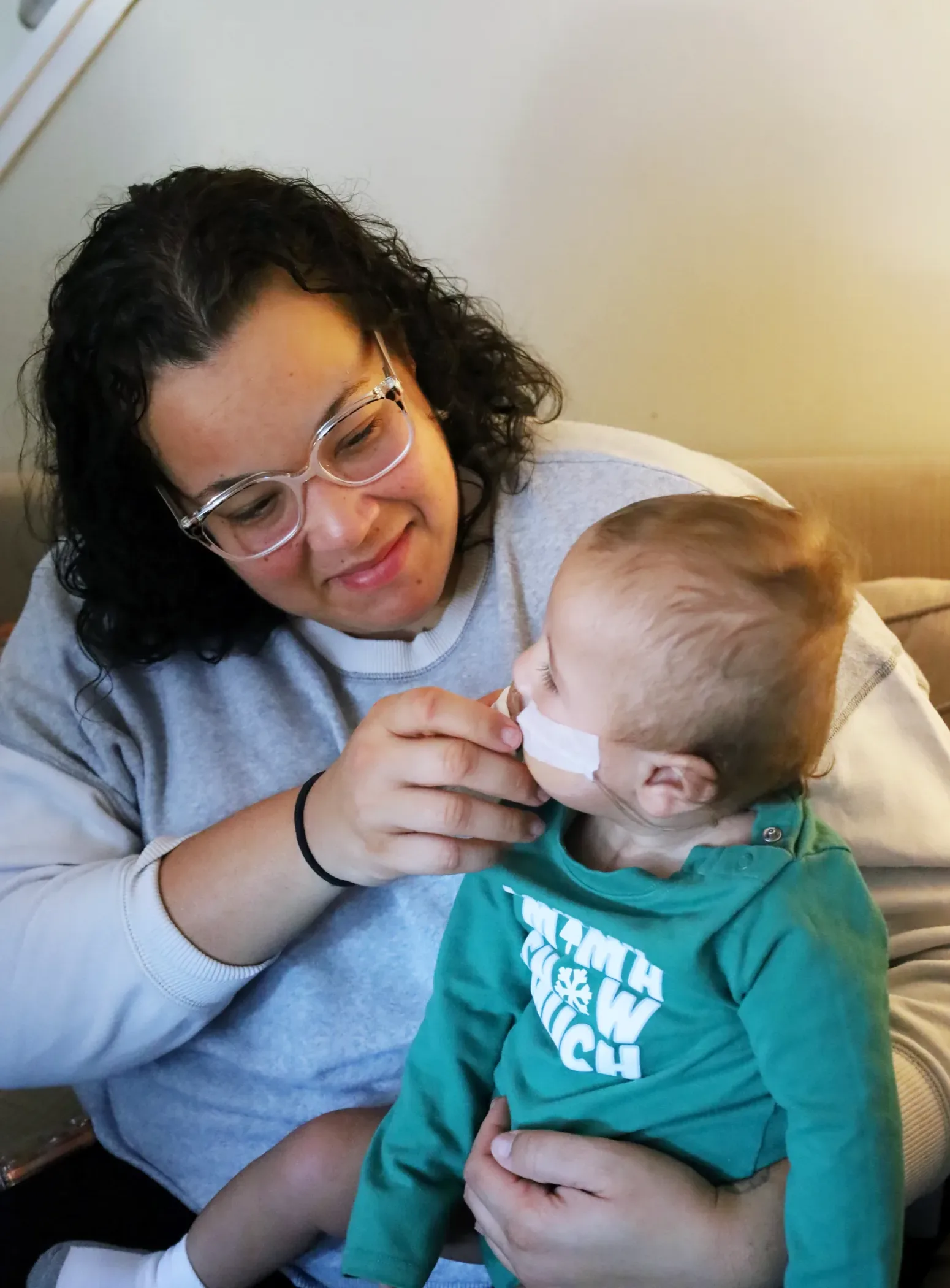 Infant Luca receiving home health care for pulmonary atresia